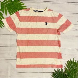 U.S. Polo Assn. Red and White Striped T-shirt